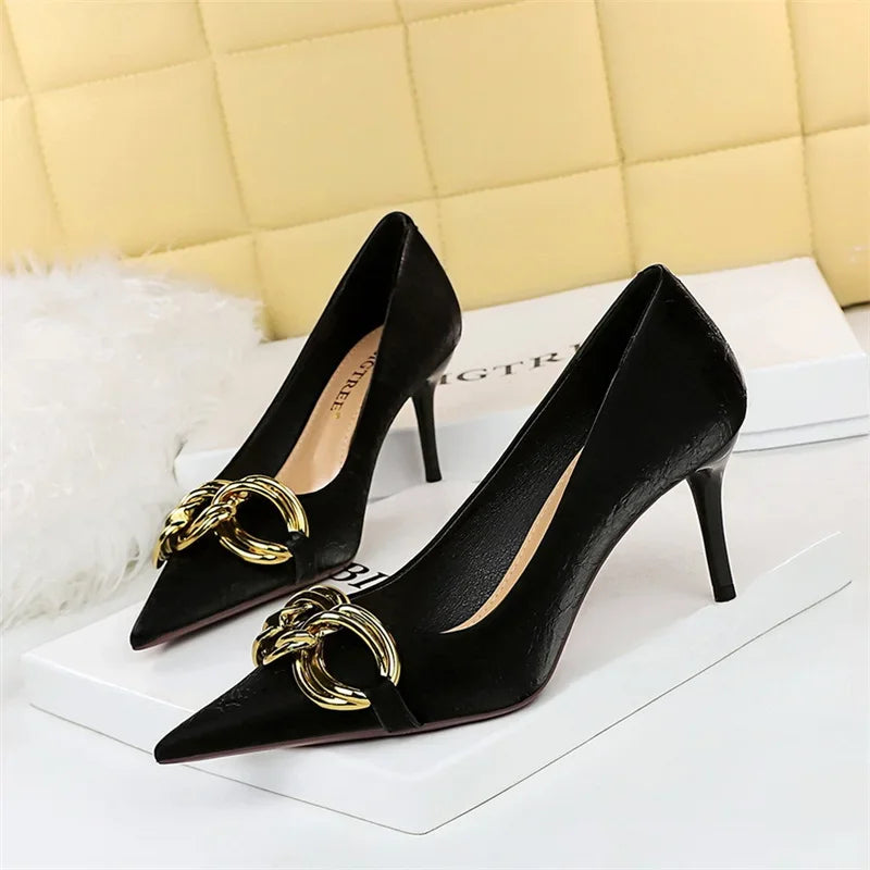 Thin High Heels Shallow Pointed - Piña Colada