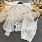 Lace Puff Long Sleeve Blouse Vintage