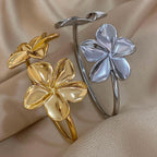 Stainless Steel Double Flower Cuff Bracelet - Piña Colada