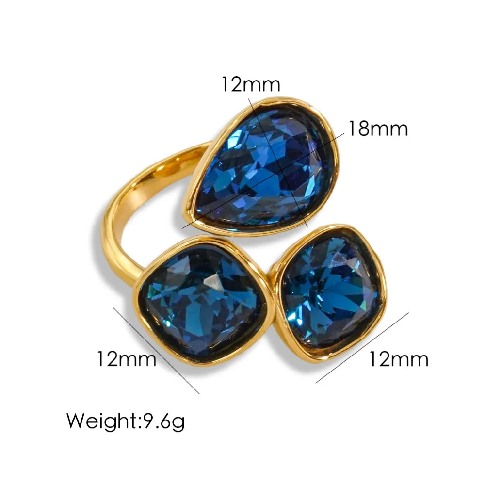 Gold Zircon Adjustable Ring