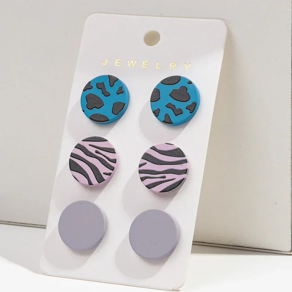 3Pairs/set Colorful Acrylic Earrings - Piña Colada
