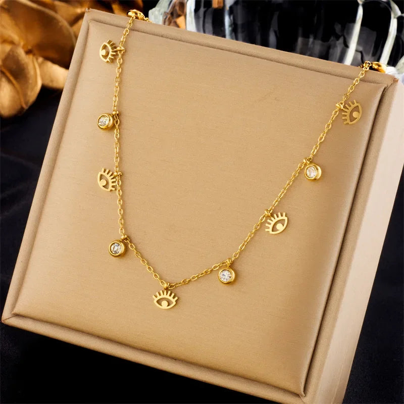 Pretty Eye Chunky Chain Necklace - Piña Colada
