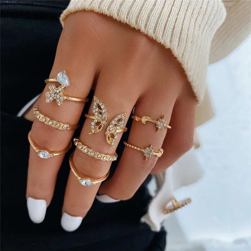 Boho Zircon Rings Set - Piña Colada
