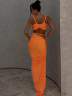 Backless Peter Pan Collar Maxi Dress – Sheath Fit Elegance - Piña Colada
