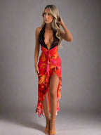 Backless Halter Lace Dress - Piña Colada