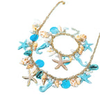 Starfish & Shell Pendant Necklace and Bracelet - Piña Colada