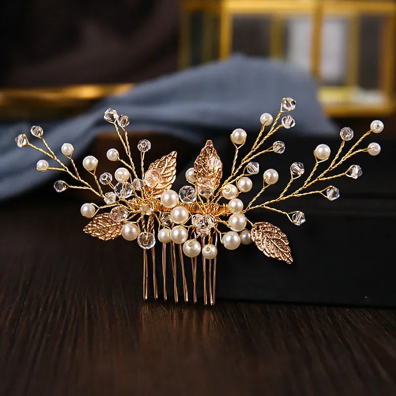 Crystal Pearl Hair Comb Clip - Piña Colada