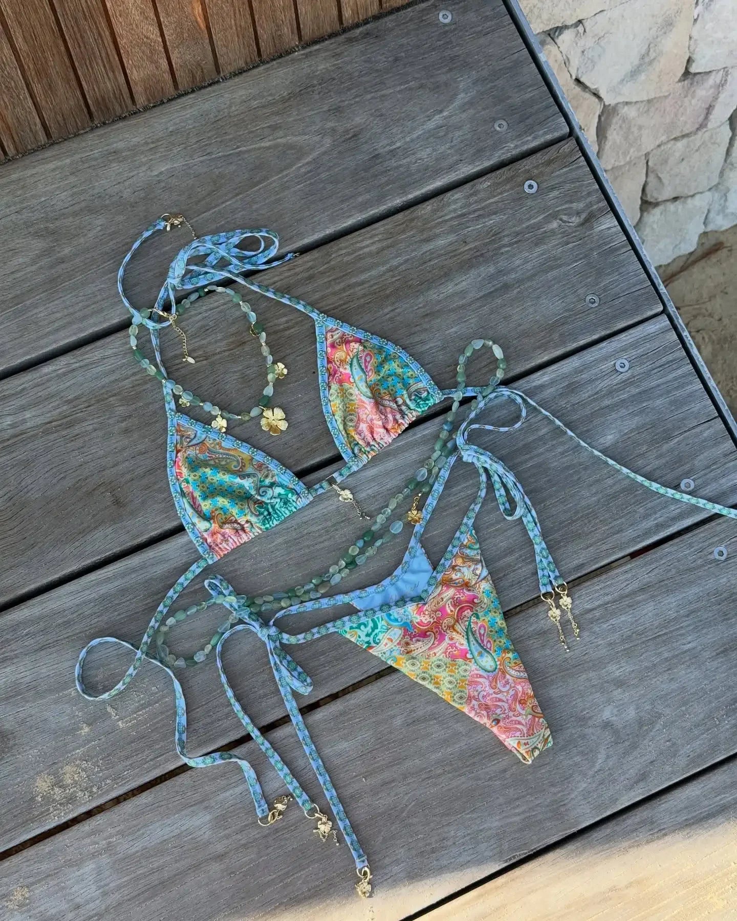 Trend Triangle Stripped Swimsuit - Piña Colada