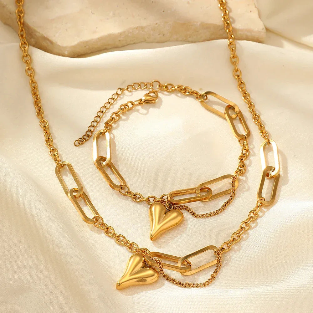 Stainless Steel Heart Jewelry - Piña Colada