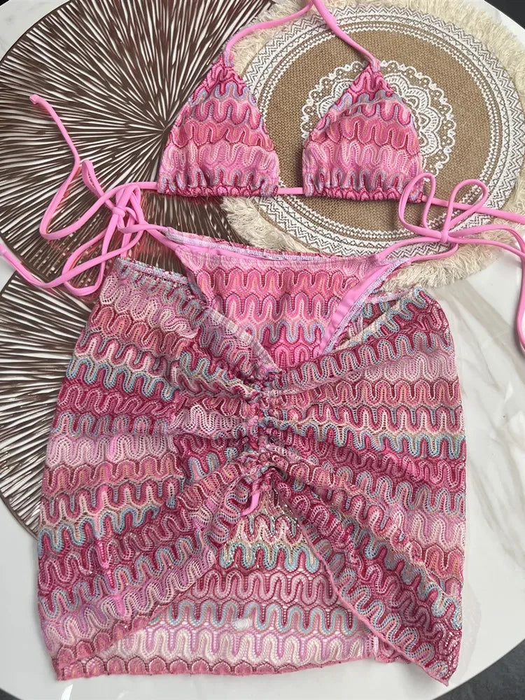 Swimsuit Colored Knitted Bikini - Piña Colada