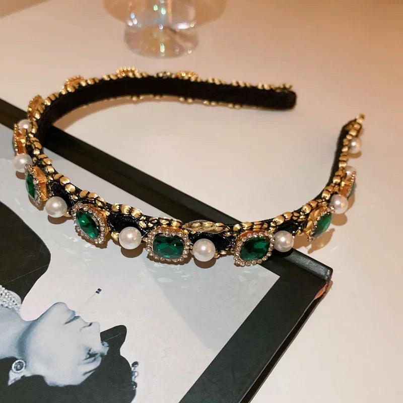 Pearl & Rhinestone Headband - Piña Colada