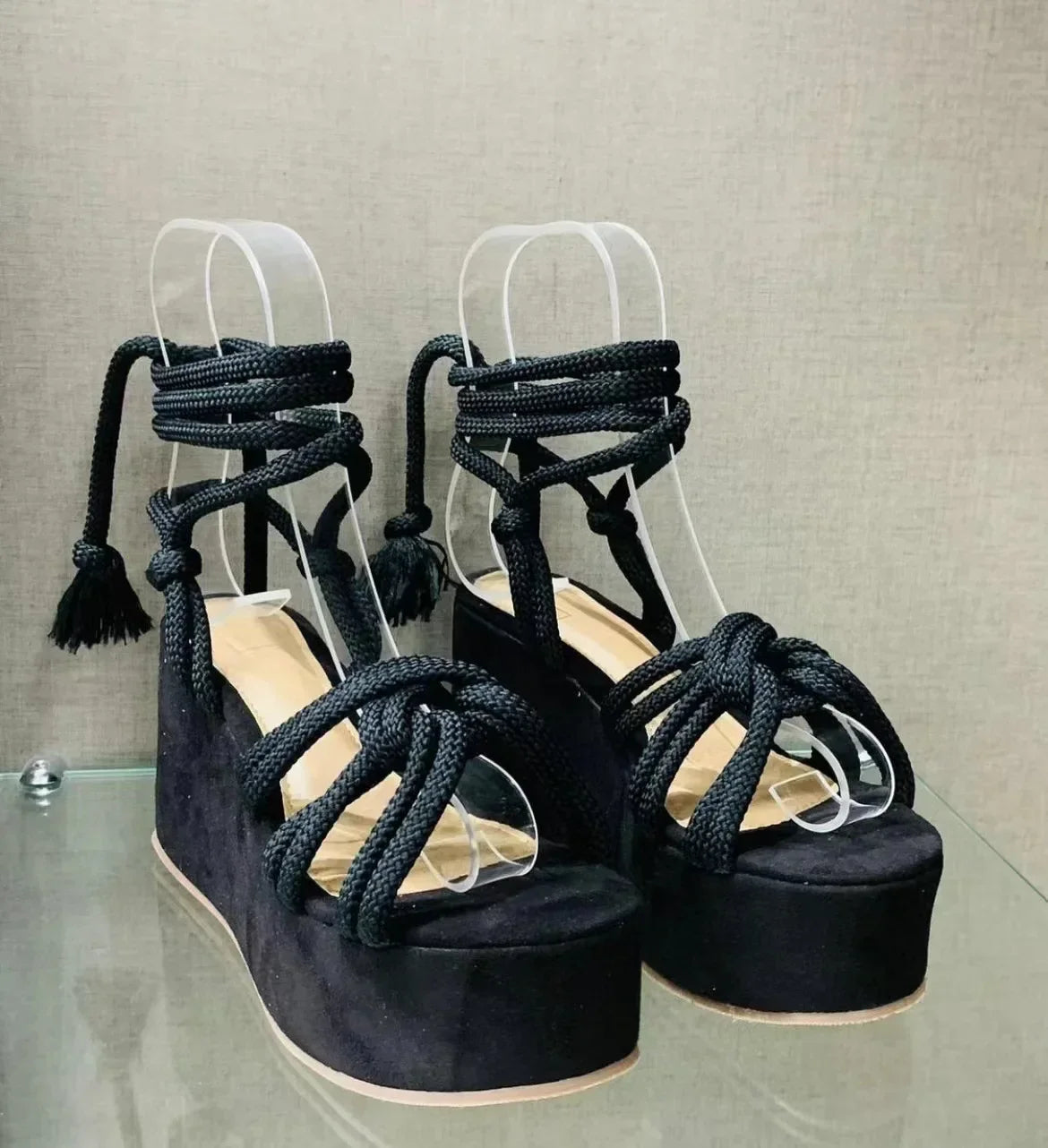 Platform Wedge Strappy Sandals - Piña Colada