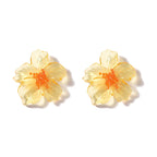 Classic Acrylic Leaf Stud Earrings - Piña Colada