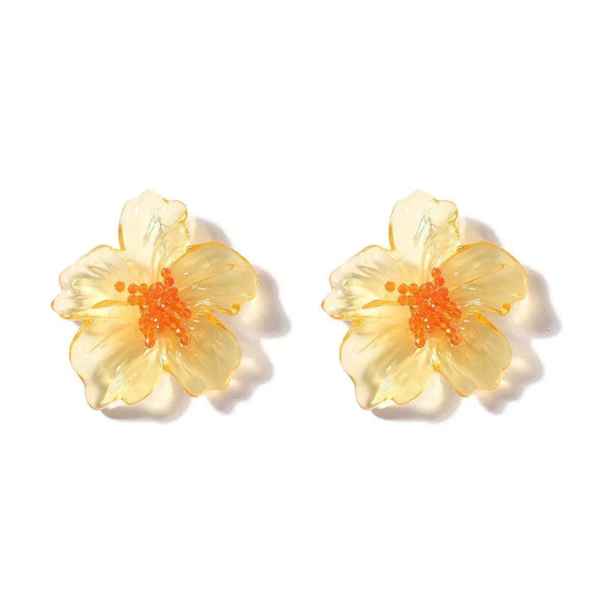 Classic Acrylic Leaf Stud Earrings - Piña Colada
