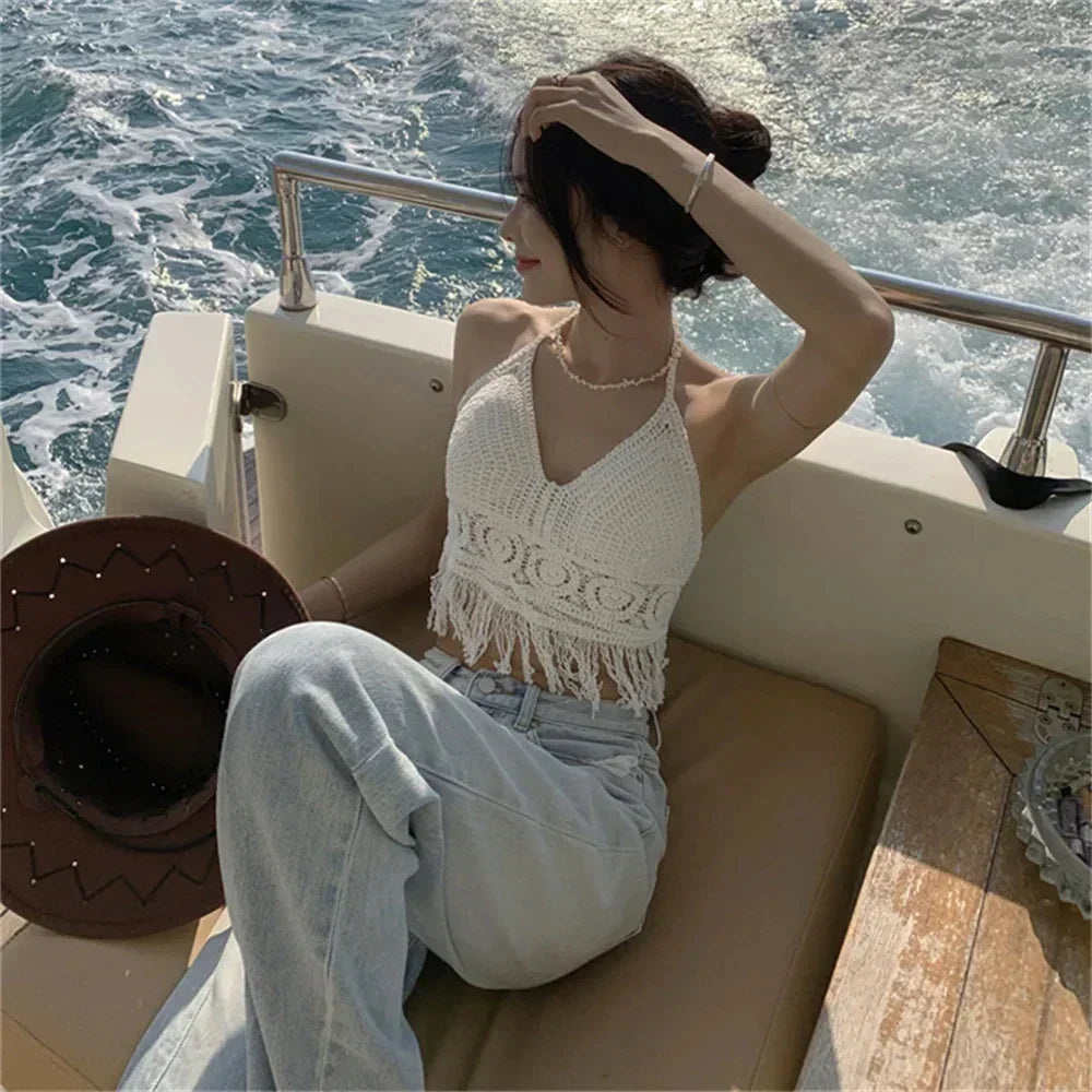 Boho Fringe Tank - Piña Colada