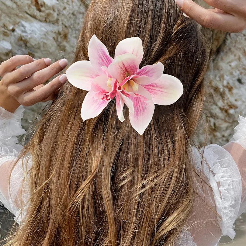 Orchid Flowers Hair Clips - Piña Colada