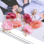 Boho Multicolor Cotton Flower Earrings - Piña Colada