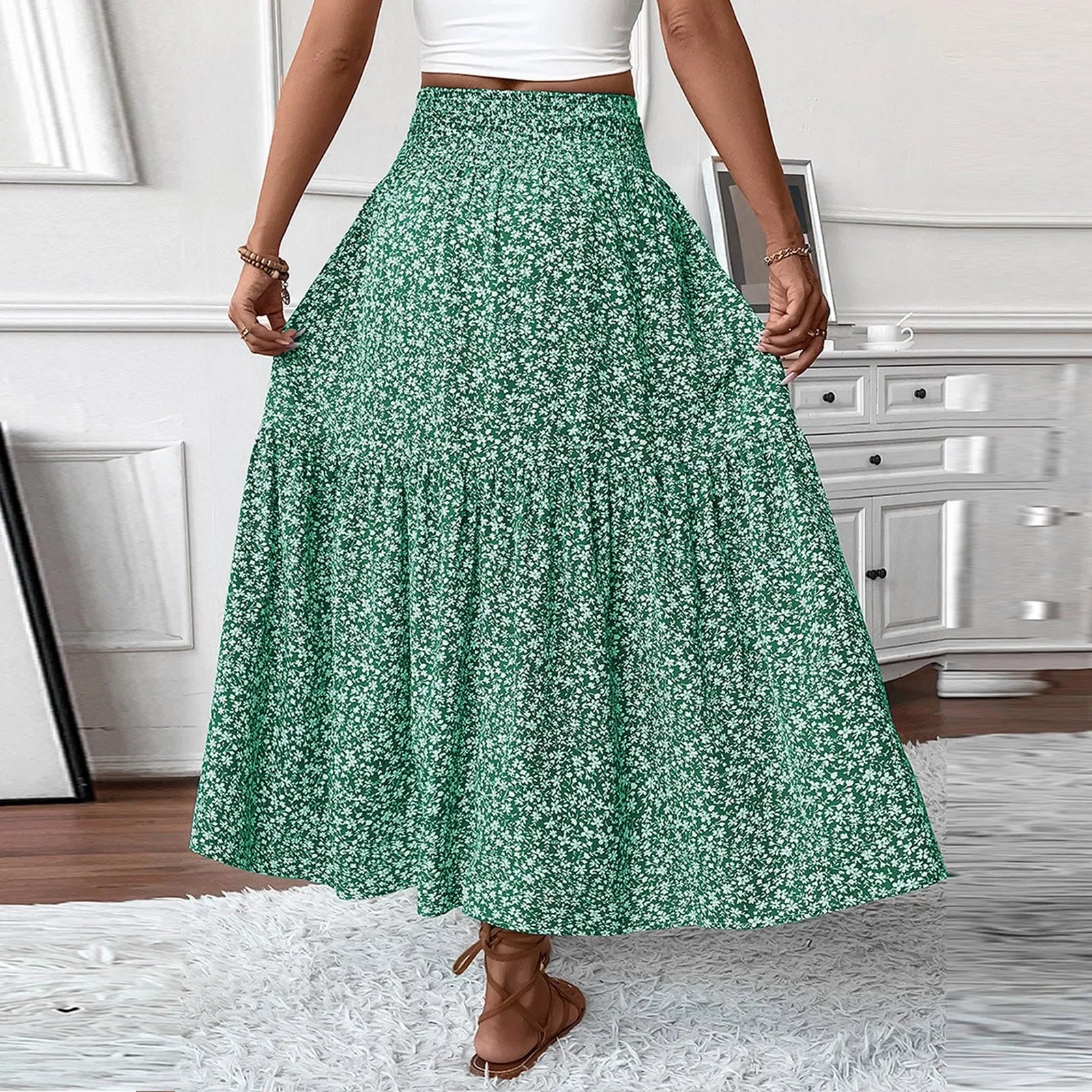 Floral Print Elastic Waist Loose - Piña Colada