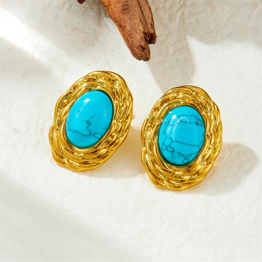 316L Stainless Steel Golden Turquoise Pendant - Piña Colada