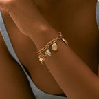 2025 Gold Starfish & Shell Chain Bracelet - Piña Colada