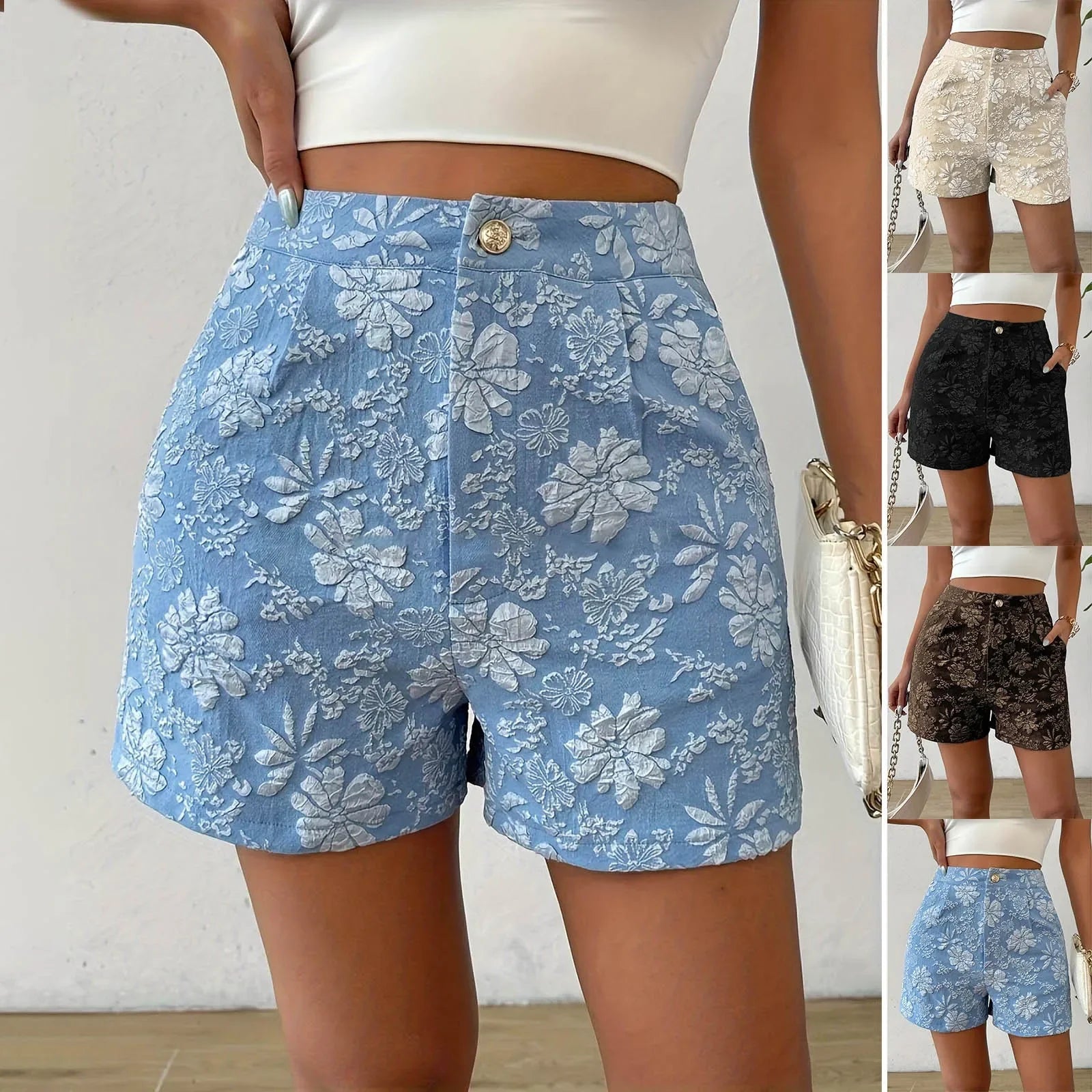 Floral Low Waist Shorts – Casual Fit - Piña Colada