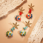 Colorful Fish Drop Earrings - Piña Colada