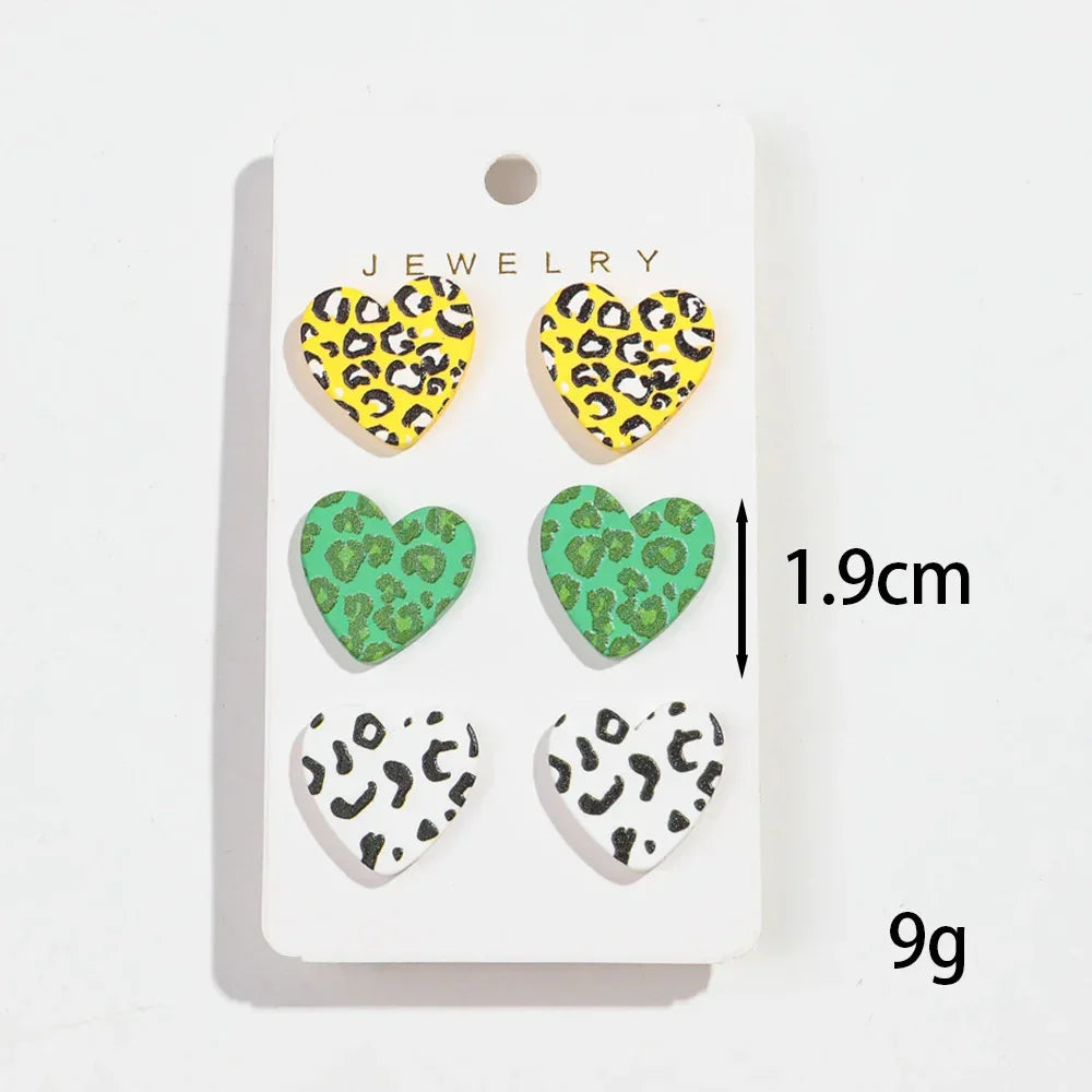 3Pairs/set Colorful Acrylic Earrings - Piña Colada
