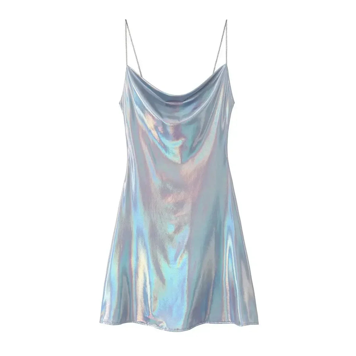 Mini Dress Women Metallic Draped - Piña Colada
