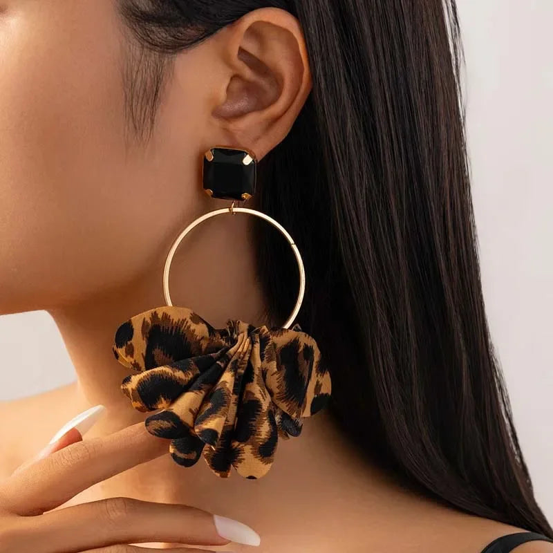 Retro Leopard Earrings - Piña Colada