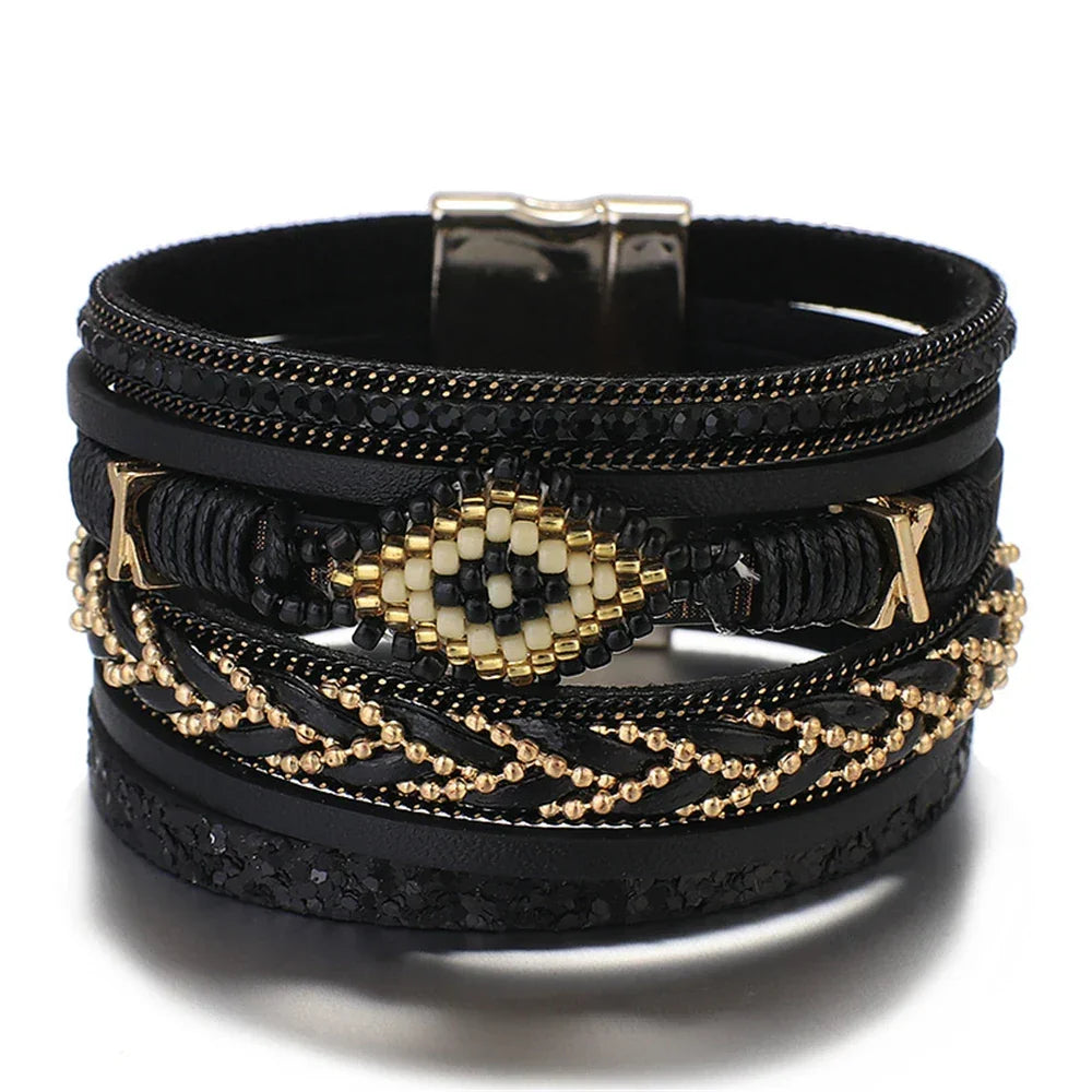 Handwoven Leather Bracelet - Piña Colada