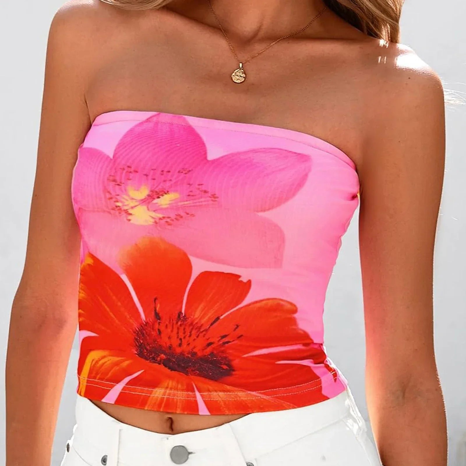 Print Tube Top Strapless - Piña Colada