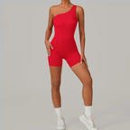 Women's Seamless Yoga Jumpsuit Sloping Shoulder Naked - Piña Colada