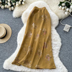 Long Skirt Floral Gold Stamping - Piña Colada
