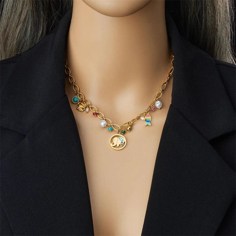 Stainless Steel Turquoise Pearl - Piña Colada