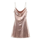Mini Dress Women Metallic Draped - Piña Colada