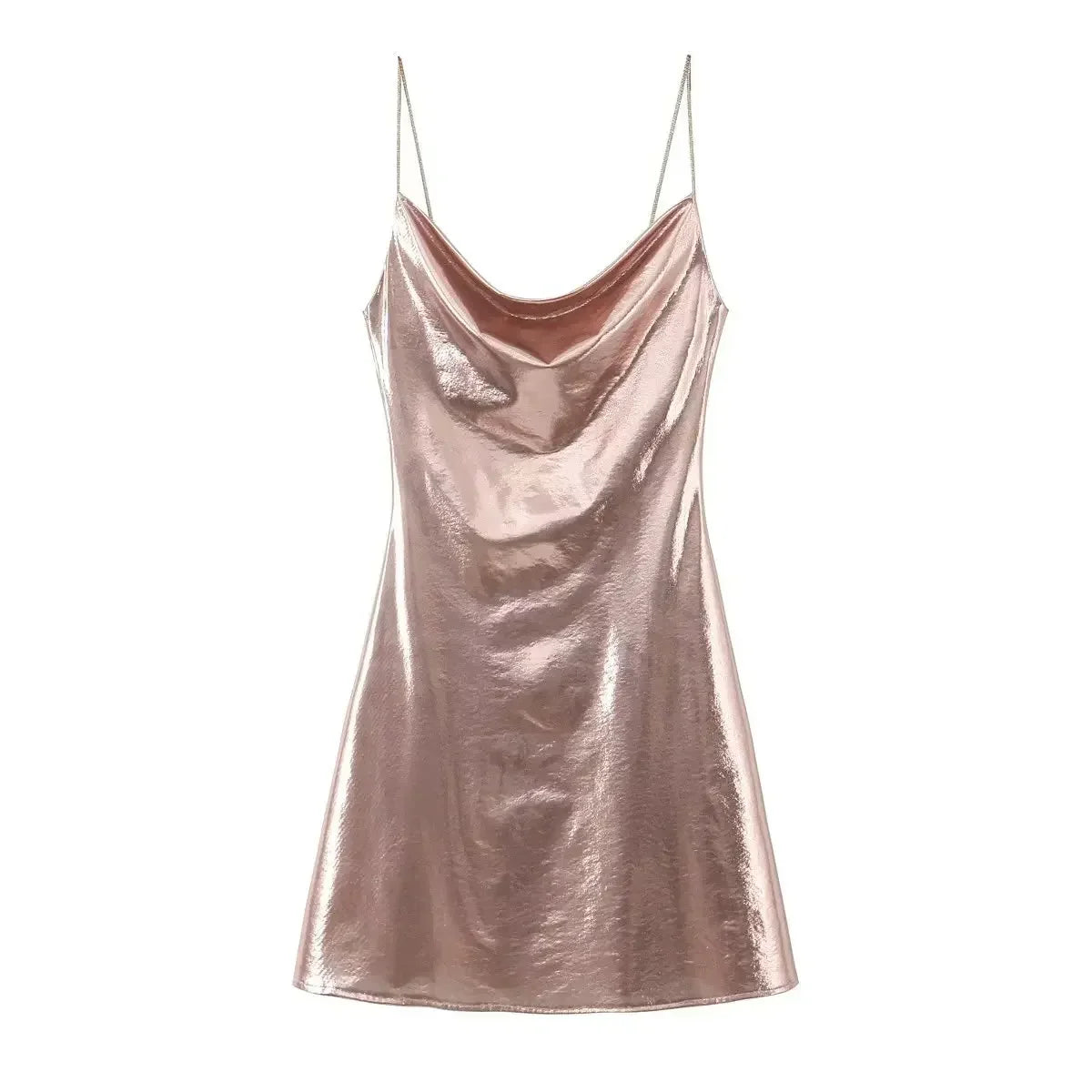Mini Dress Women Metallic Draped - Piña Colada