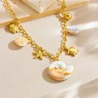Shell Starfish Turtle Pendant - Piña Colada