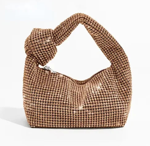Luxury Rhinestone Knot Handle Evening Bag - Piña Colada