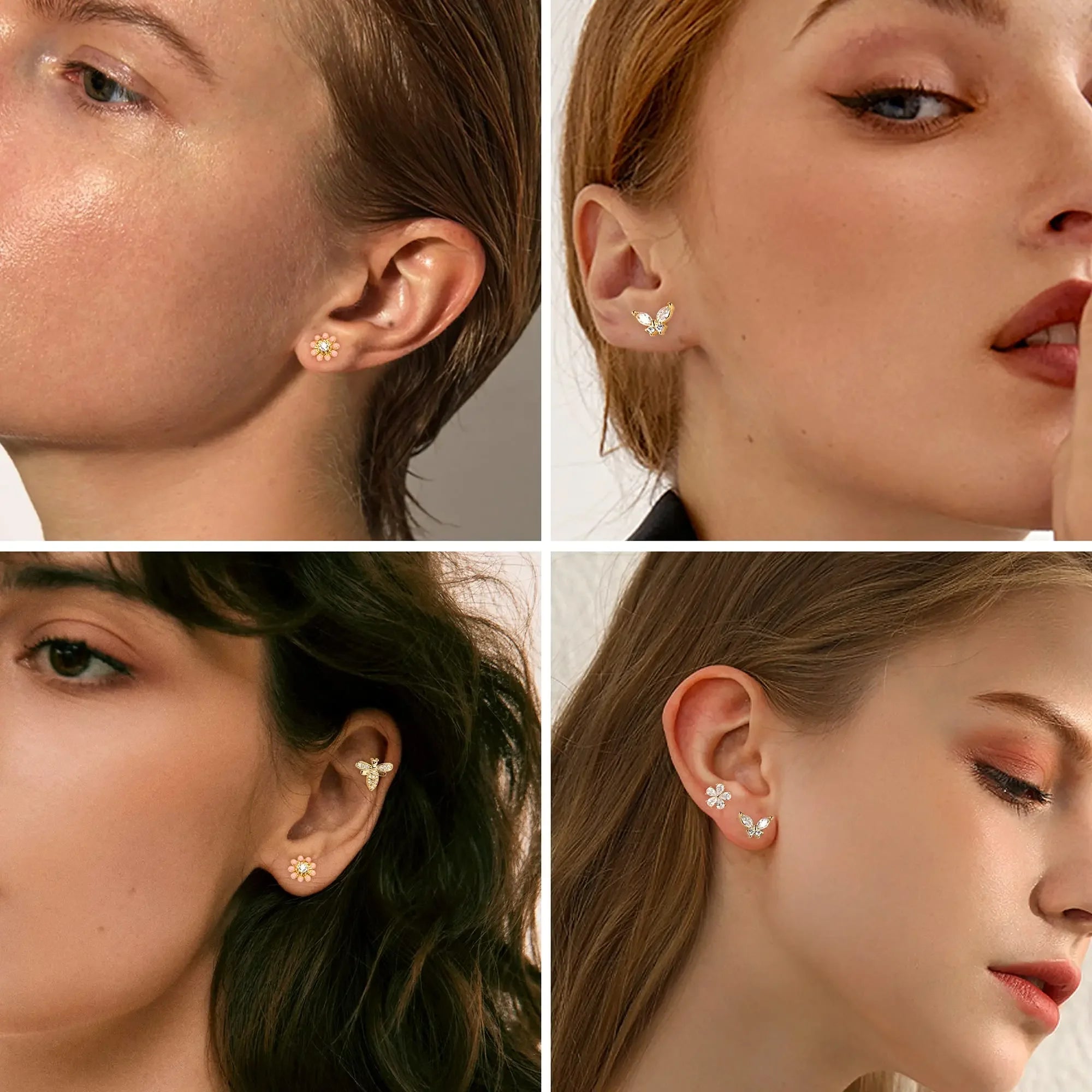 Moon-Shaped Screw-Back Stud Earring - Piña Colada