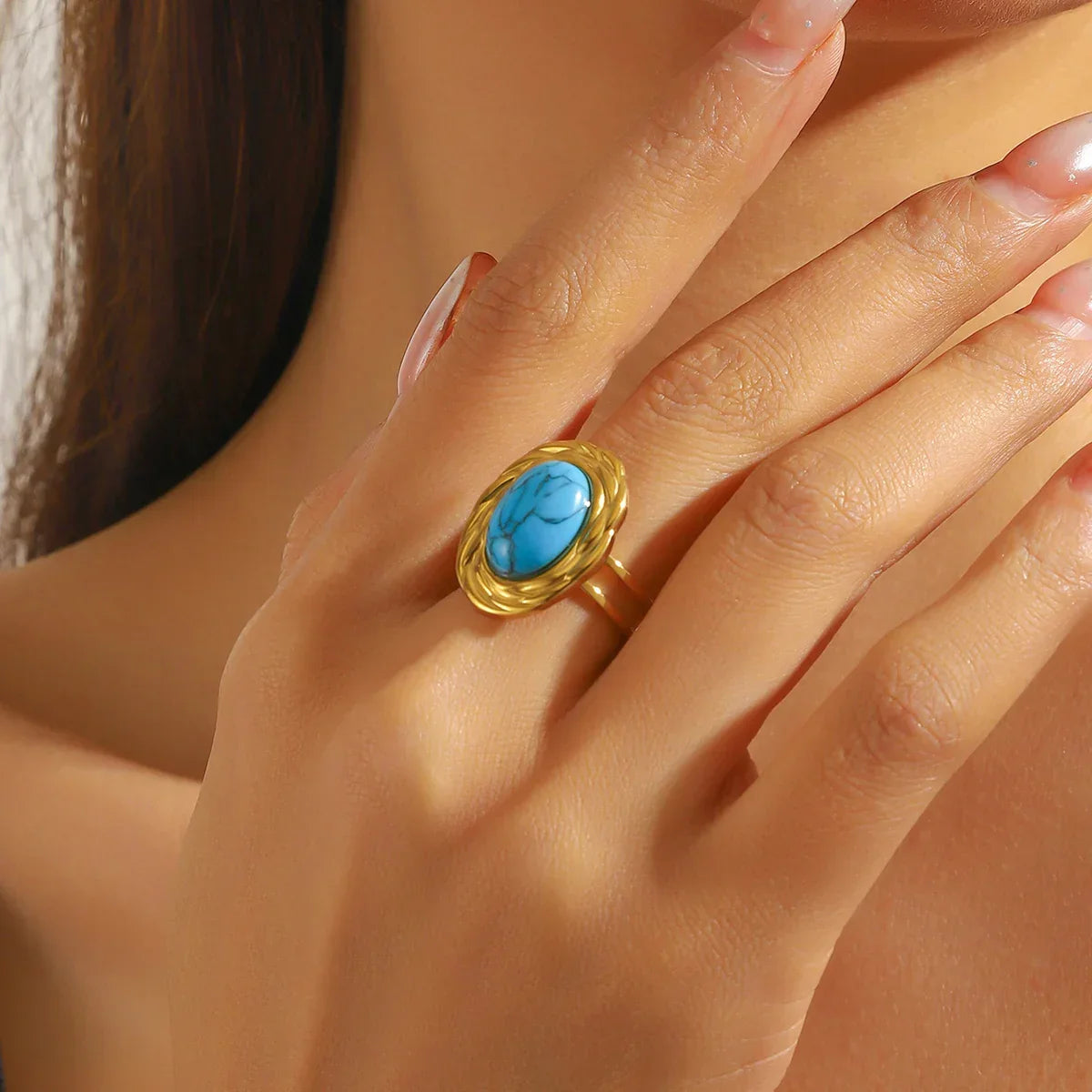 316L Stainless Steel Golden Turquoise Pendant - Piña Colada
