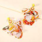 Boho Multicolor Cotton Flower Earrings - Piña Colada