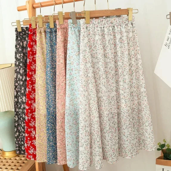 Floral Half Skirt Women's High Waist - Piña Colada