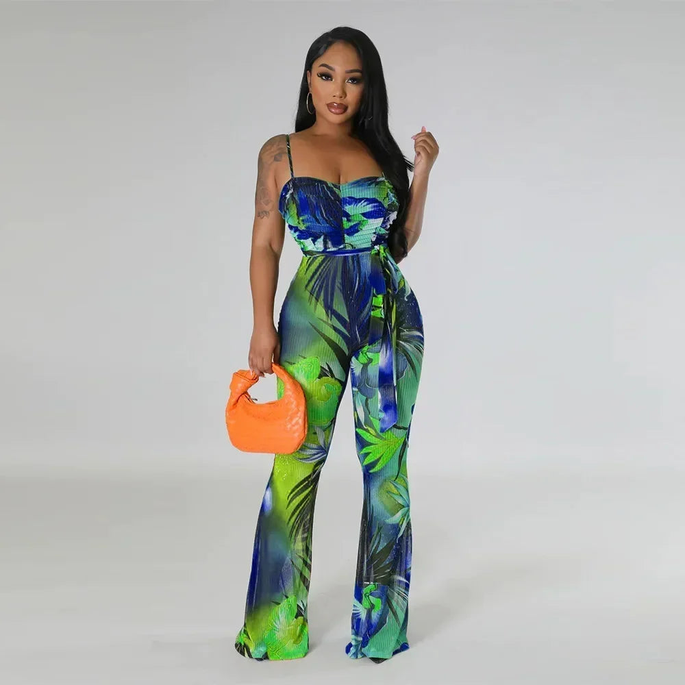 Floral Bodycon Jumpsuit - Piña Colada