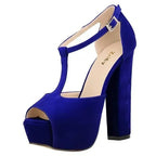 Women Ankle Strap Sandals Platform Open Toe High Heels Summer 14cm - Piña Colada