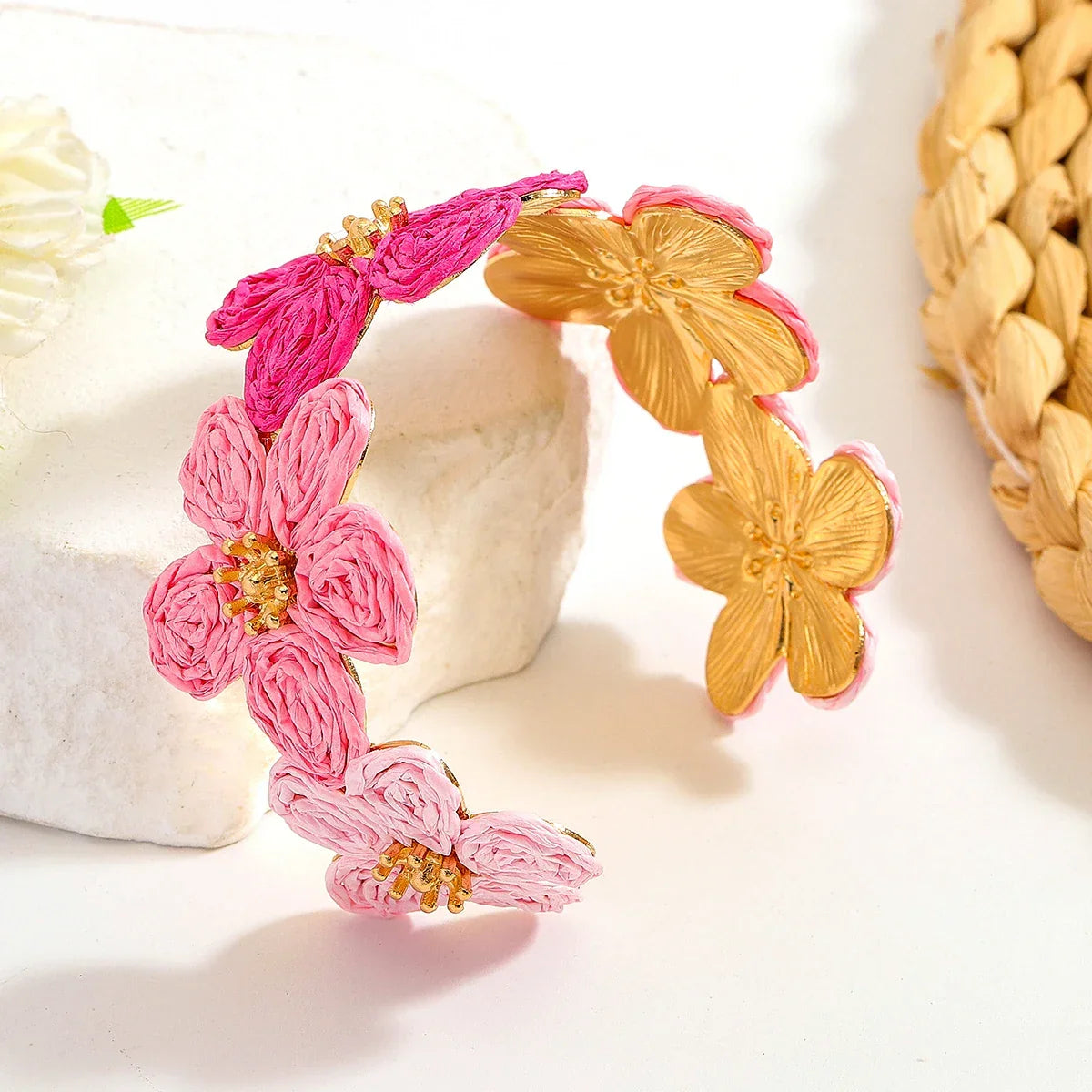 Flower Woven Cuff Bracelet Women - Piña Colada