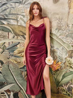 Satin Midi Summer Dresses - Piña Colada