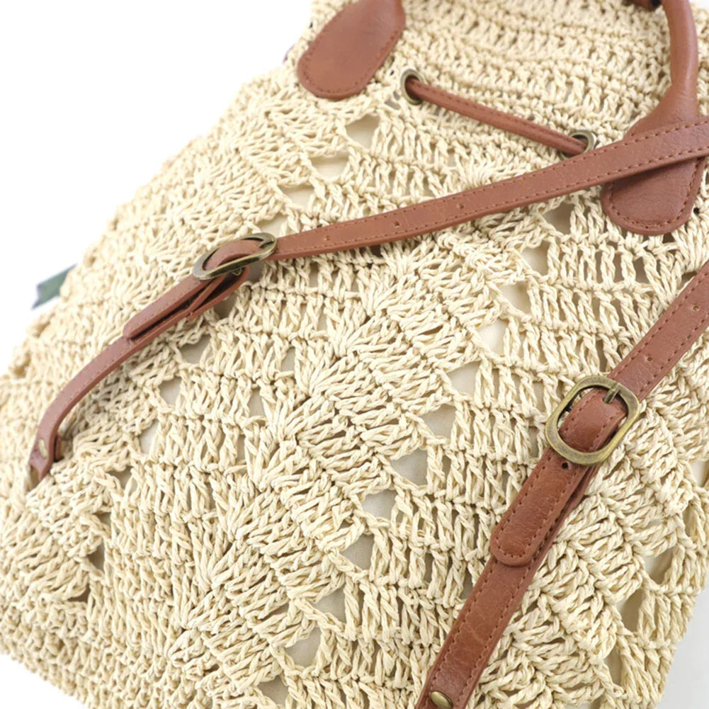 Women Straw Backpack Handmade - Piña Colada