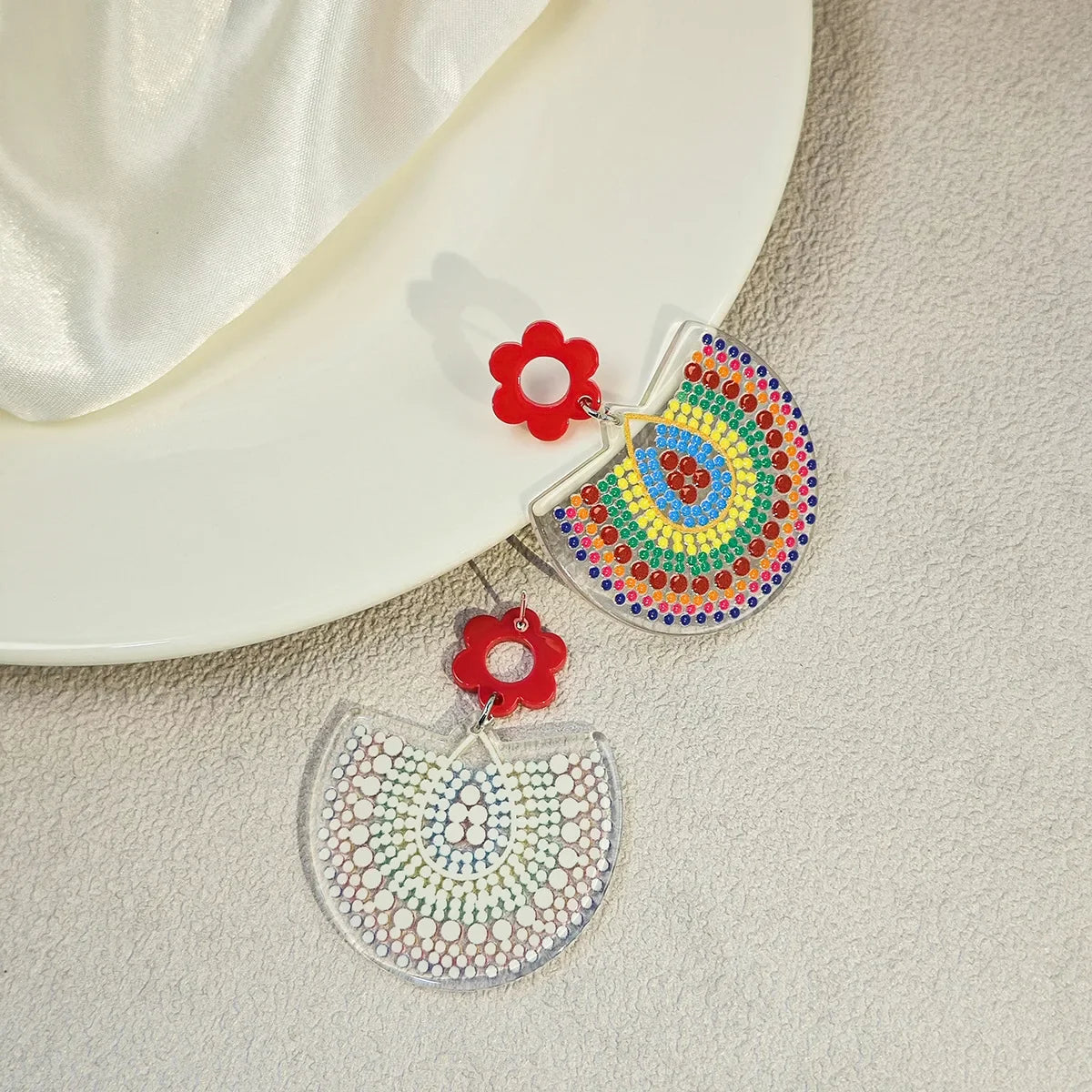 Boho Colorful Acrylic Charm Earrings - Piña Colada