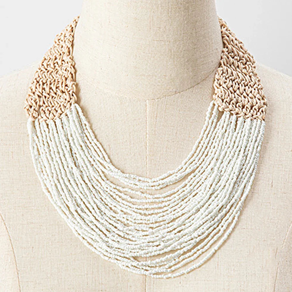 Handmade Small Beaded Necklace - Piña Colada