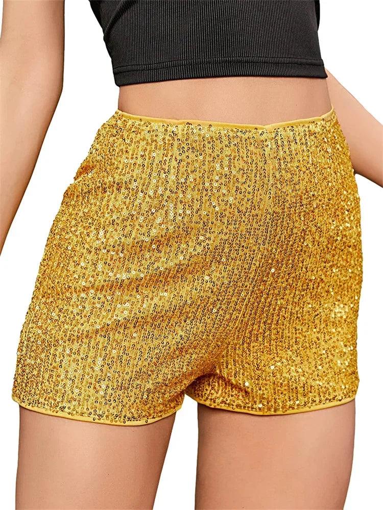 Women’s Sparkly Sequin Party Shorts - Piña Colada